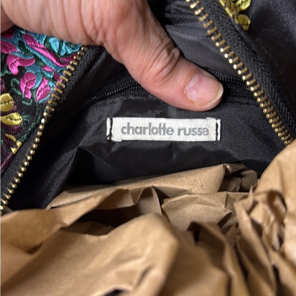 Charlotte Russe Black Satin Floral Mini Backpack Y2K EUC Colorful - Picture 6 of 6